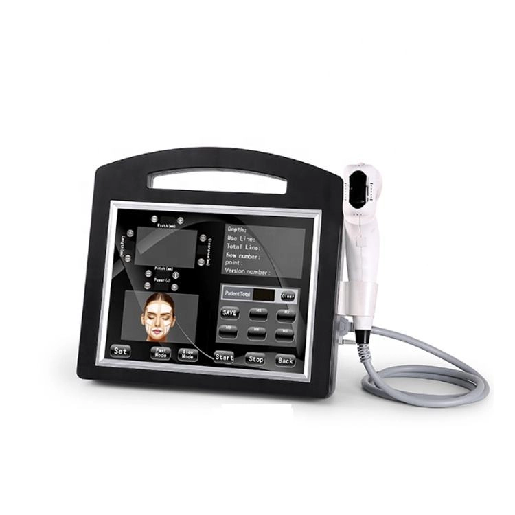 HIFU facial treatment device with touchscreen display and applicator. - HUIMAIN