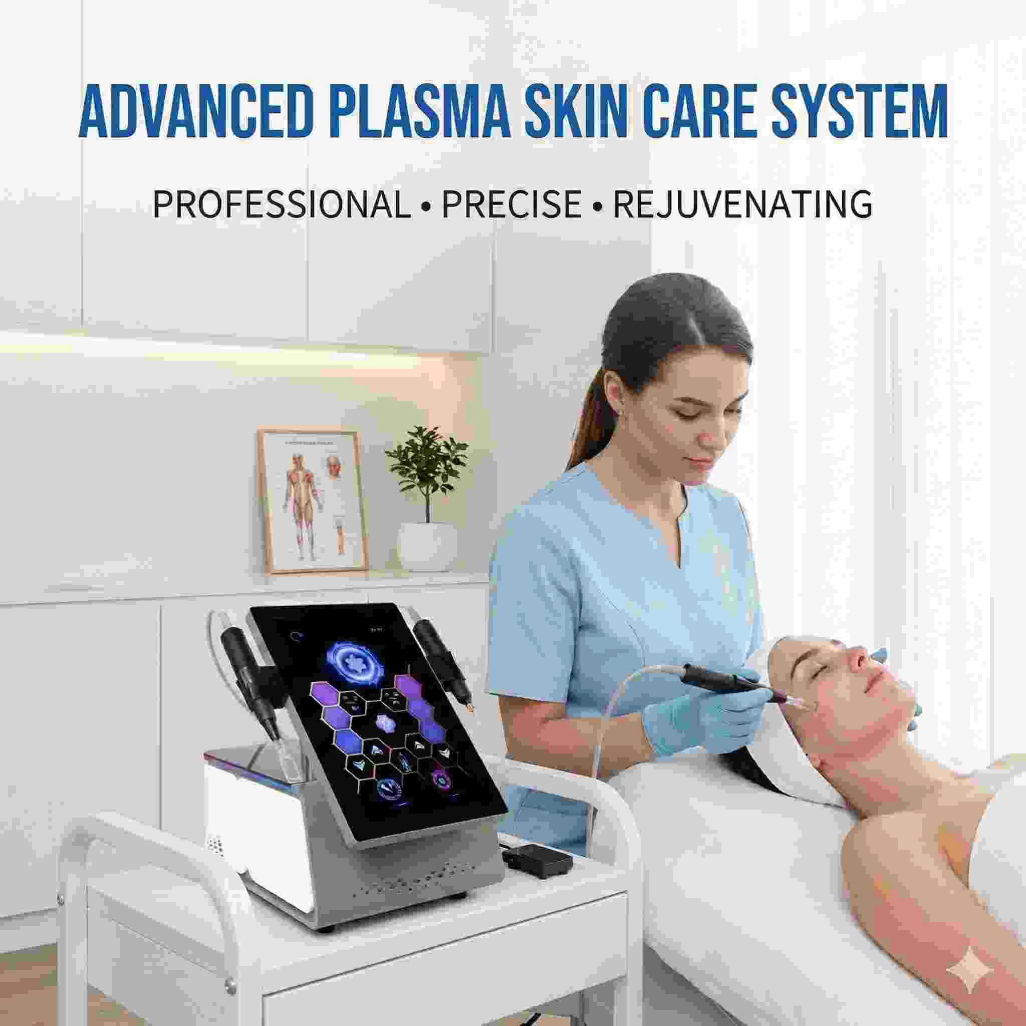 Woman receiving advanced plasma skin care treatment. - HUIMAIN