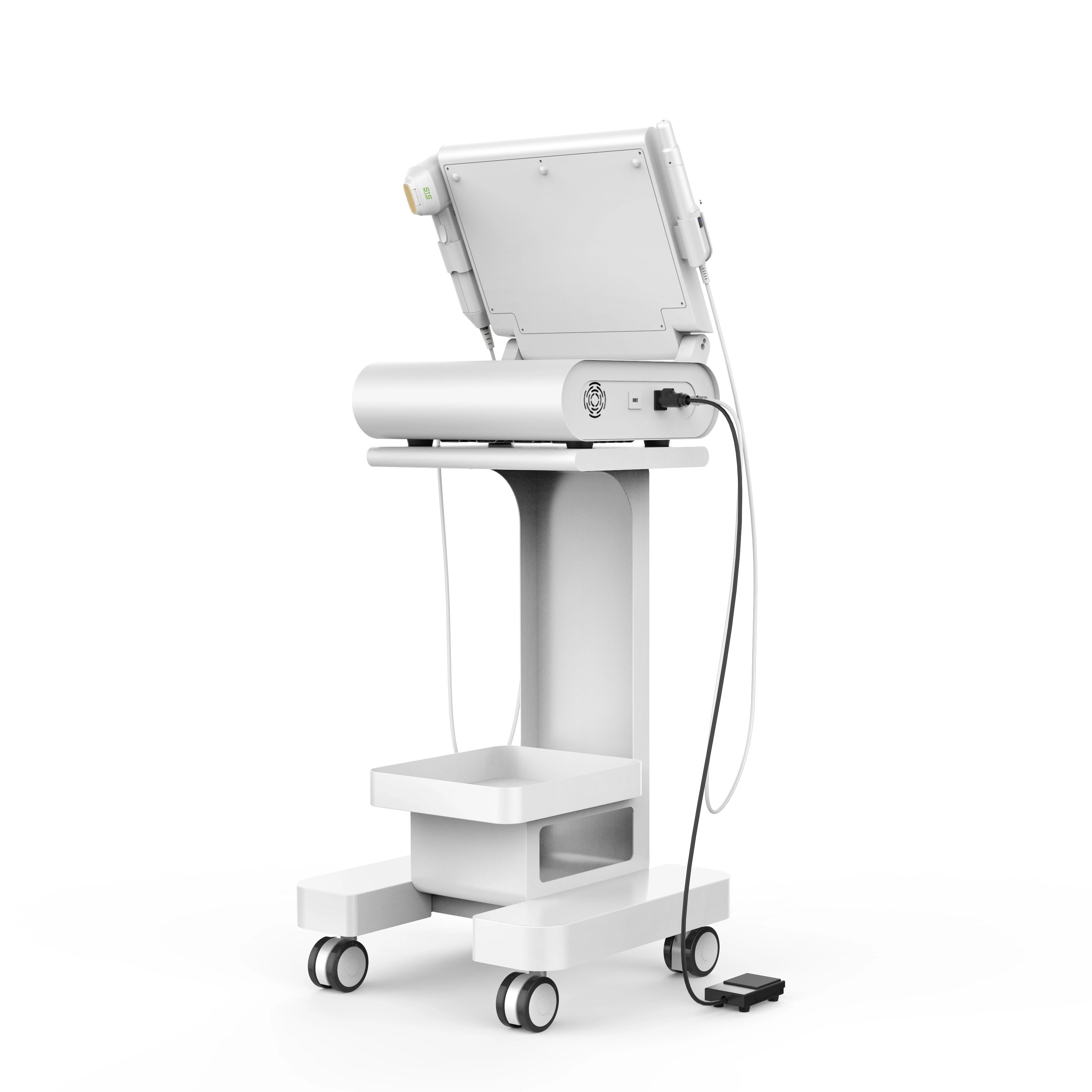 White portable ultrasound device on a rolling stand. - HUIMAIN