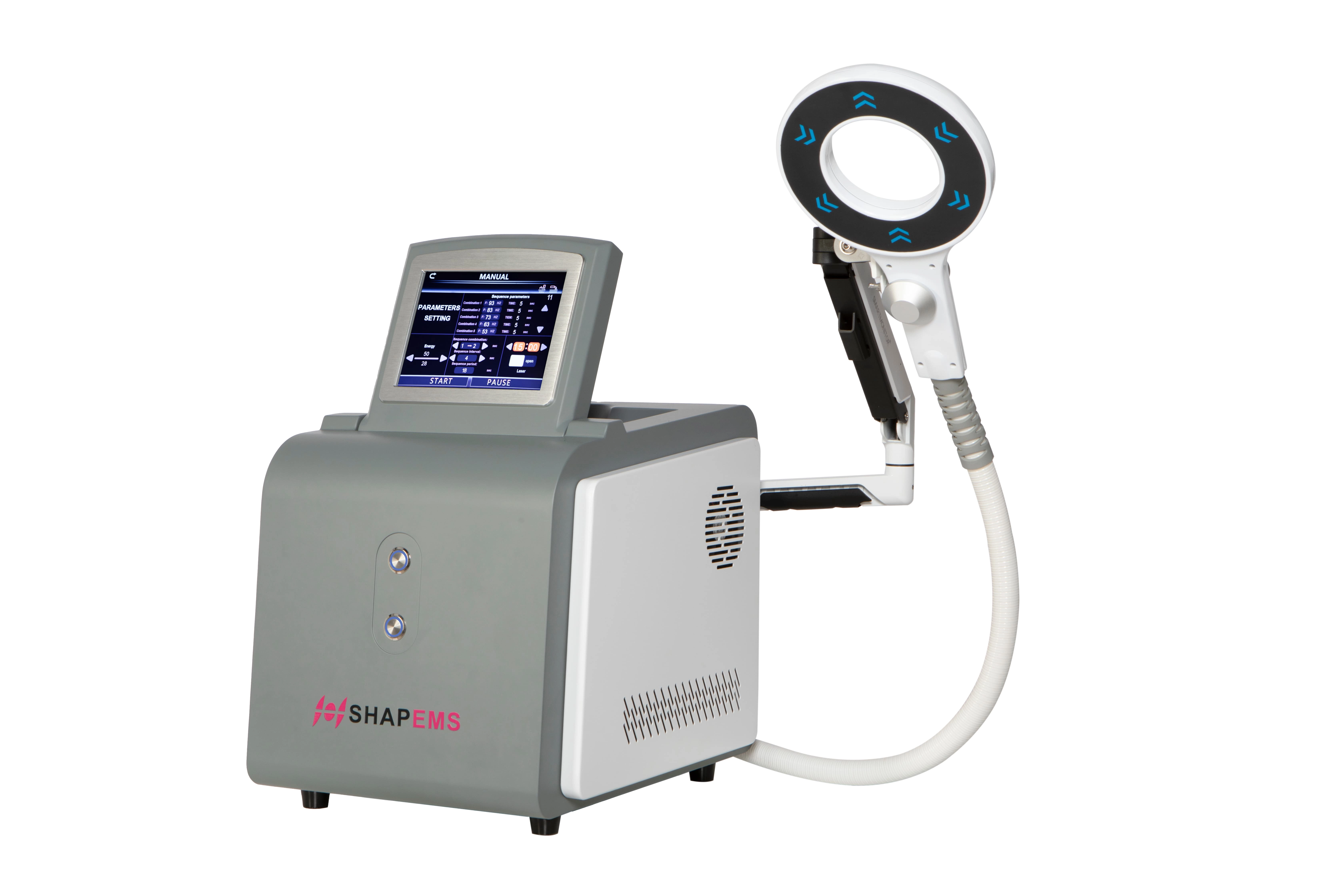SHAPEMS high-intensity focused electromagnetic body sculpting machine with applicator and touchscreen controls. - HUIMAIN