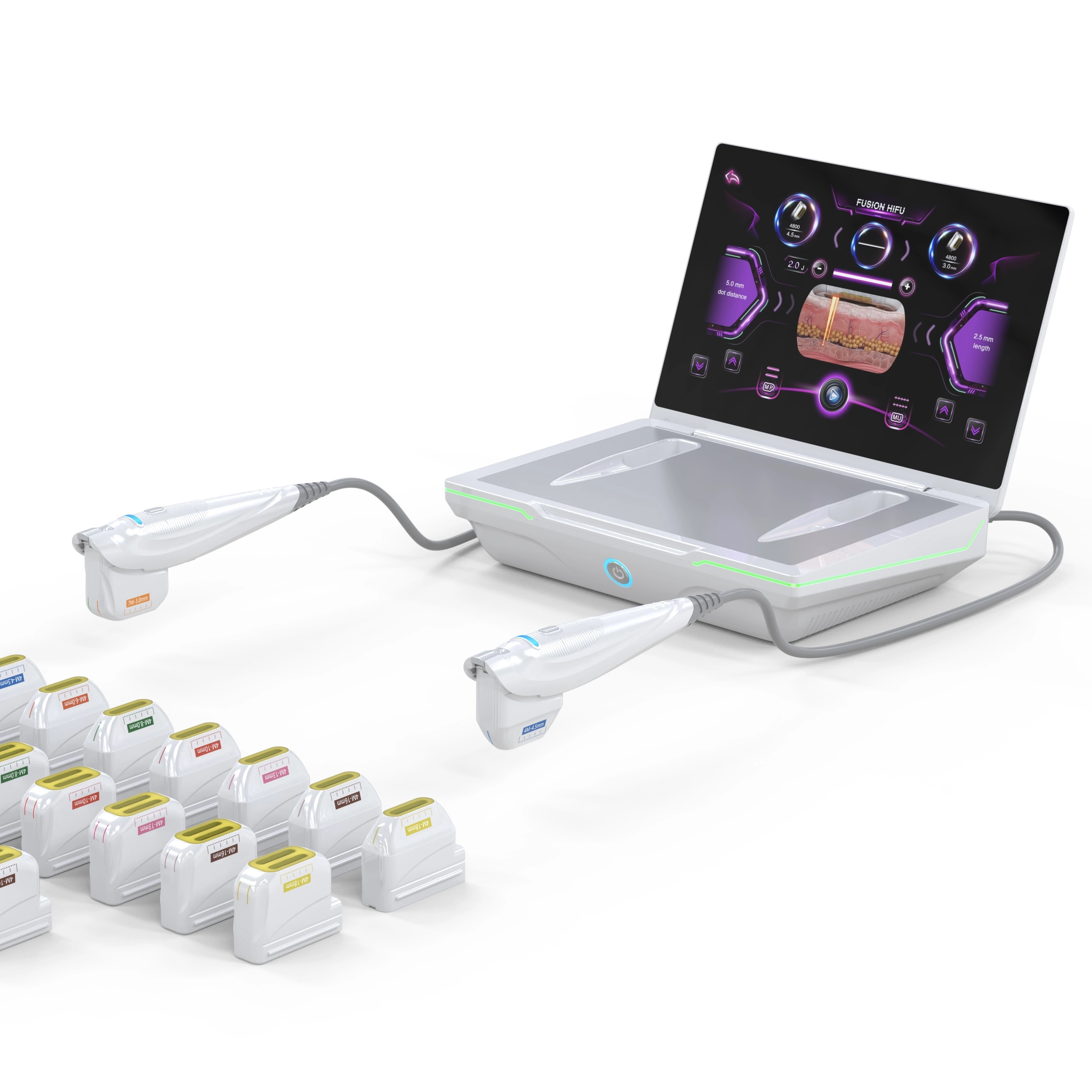 Fusion HIFU machine with applicators & screen display. - HUIMAIN