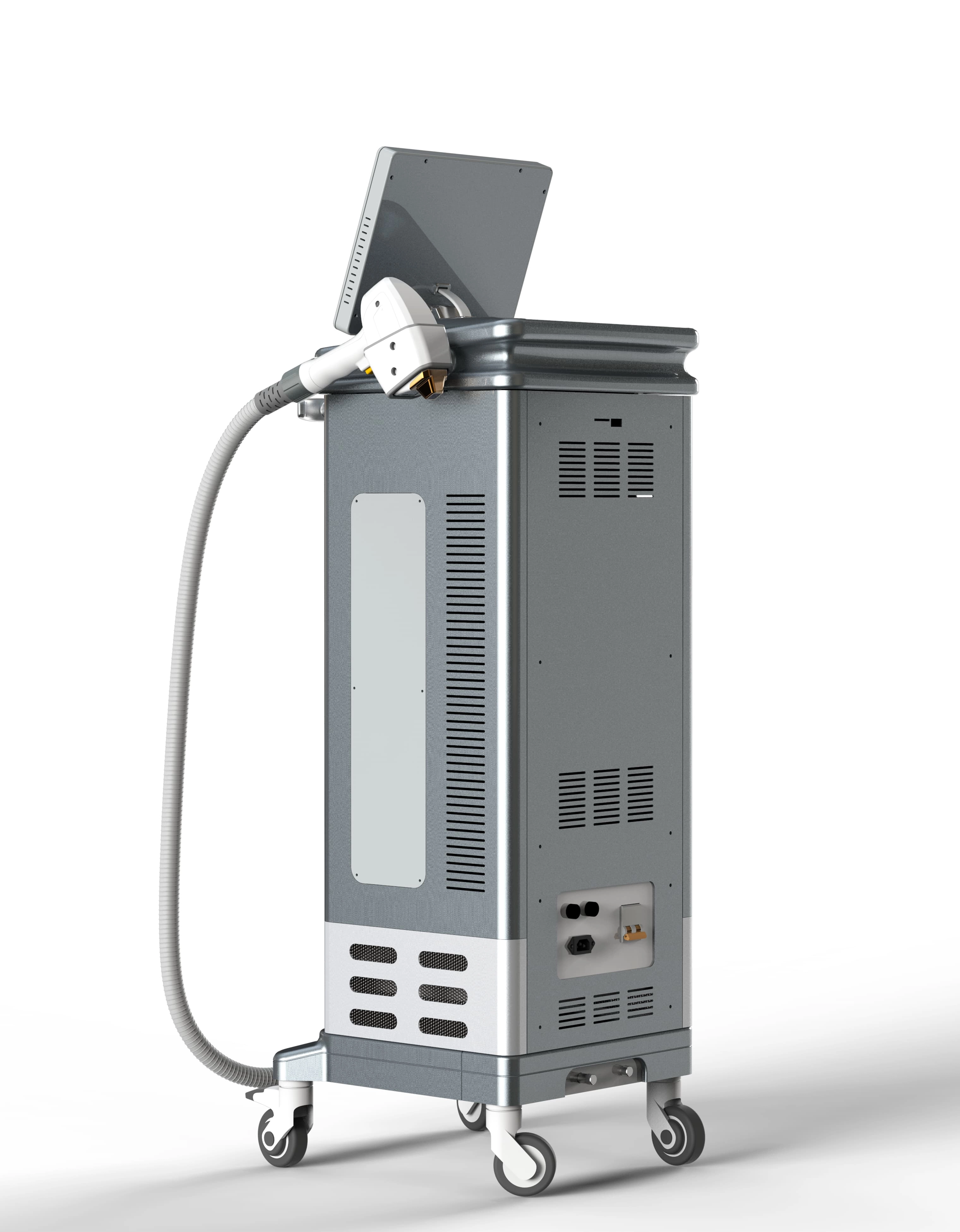 Medical-grade laser hair removal machine on wheels with touchscreen interface. - HUIMAIN