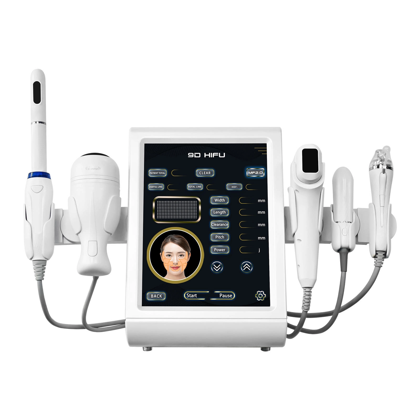9D HIFU (High-Intensity Focused Ultrasound) facial rejuvenation device with various handpieces. - HUIMAIN 9D HIFU (High-Intensity Focused Ultrasound) facial rejuvenation device with various handpieces. - HUIMAIN