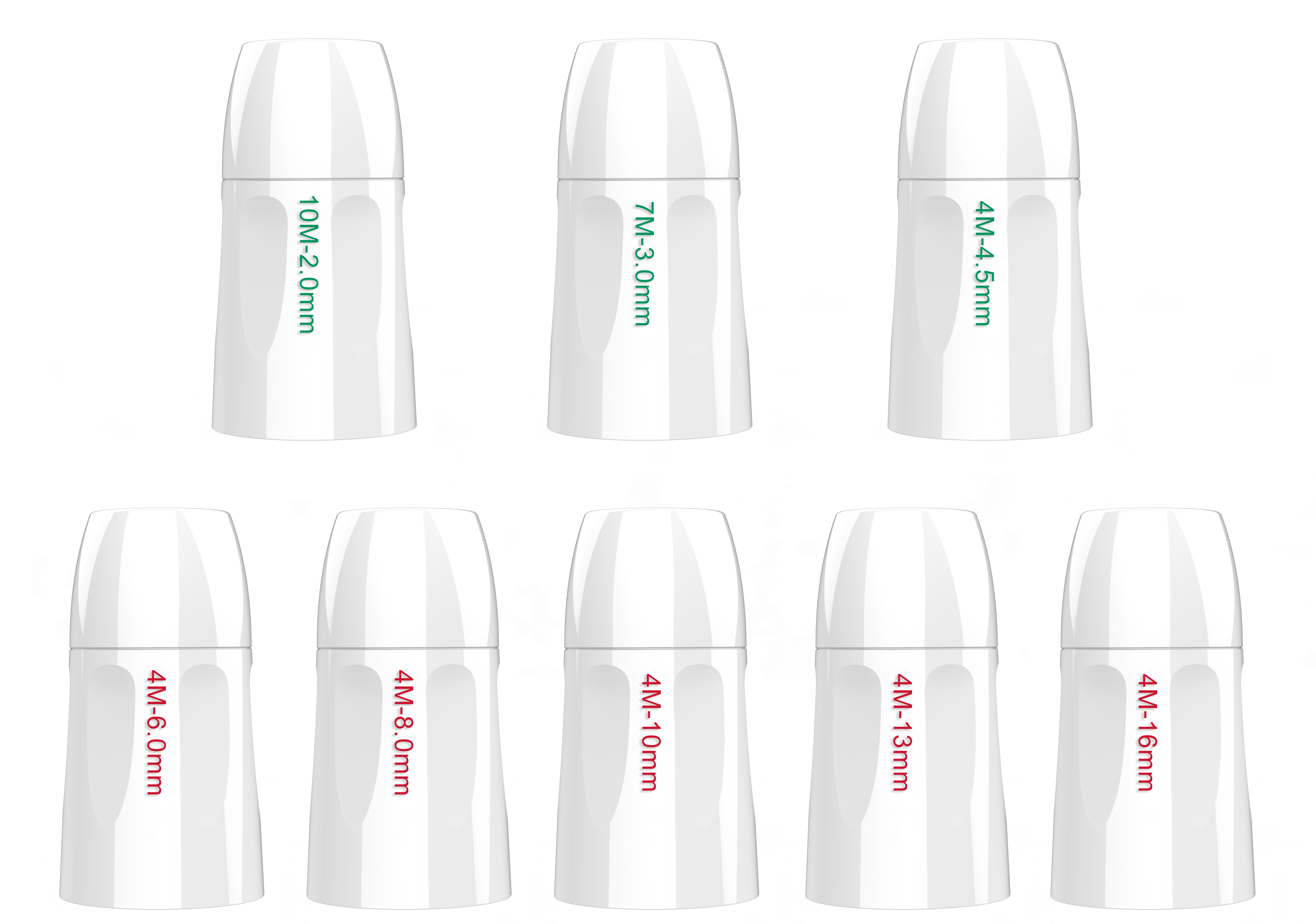 Different cartridges of 4-in-1 Cryo HIFU machine.