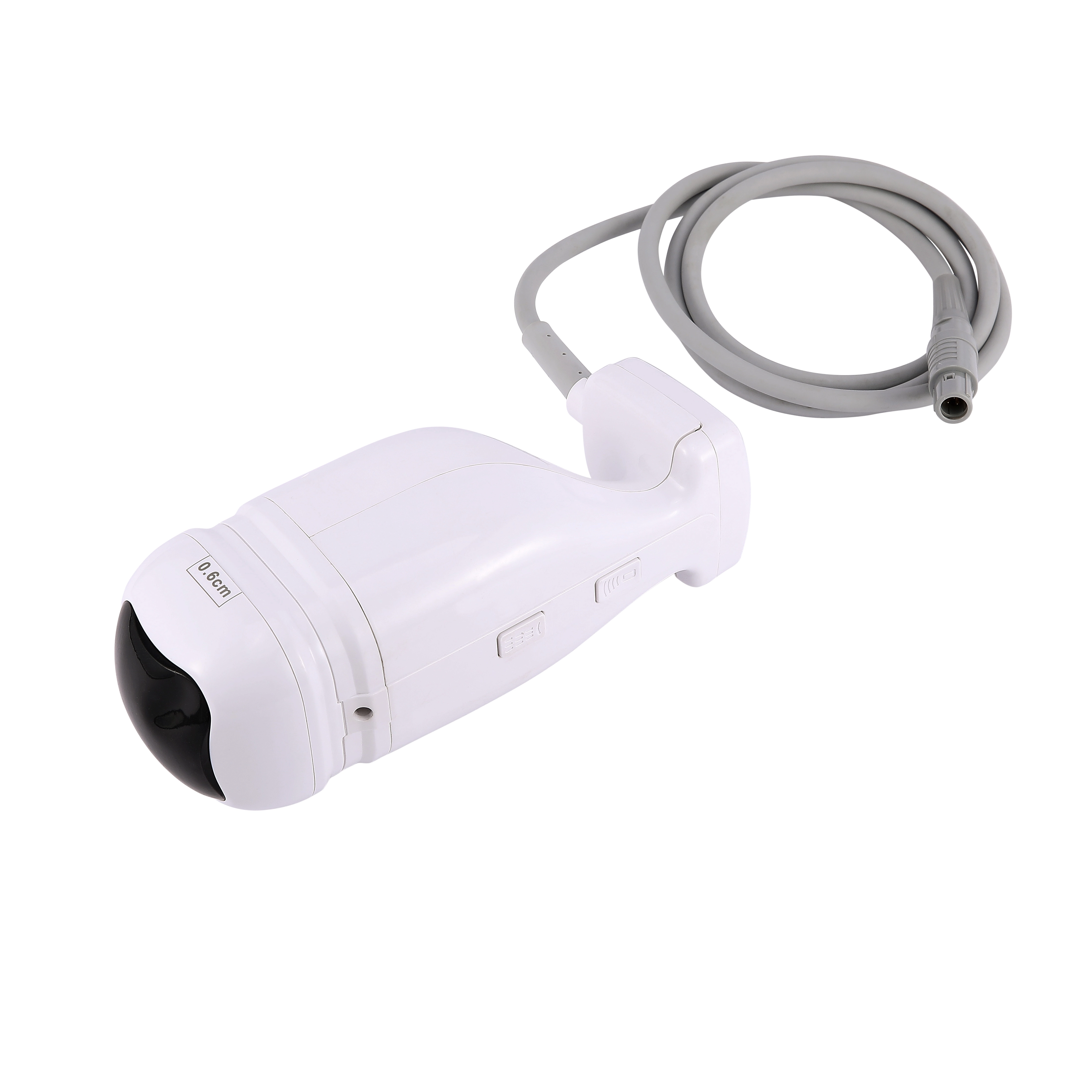 White HIFU (High-Intensity Focused Ultrasound) transducer handpiece with cable. - HUIMAIN
