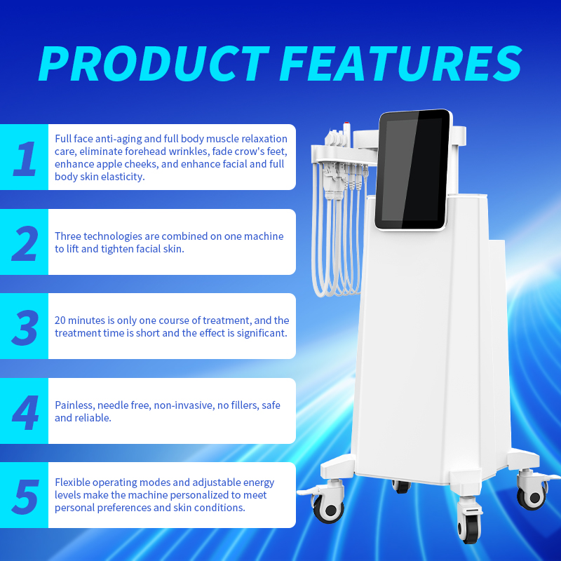 Aesthetic machine features: Anti-aging, lifting, and personalized treatments. Aesthetic machine features: Anti-aging, lifting, and personalized treatments.