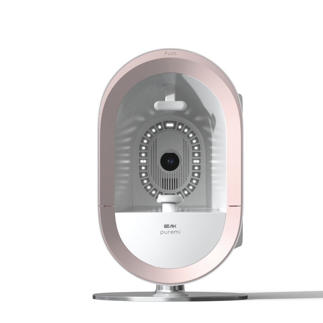 Puremi skin analysis device with rose gold trim.