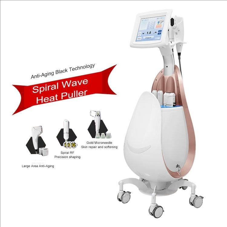 Spiral Wave Heat Puller anti-aging device with applicators and touchscreen.