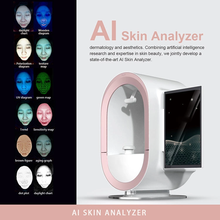 AI Skin Analyzer machine with skin analysis results displayed. - HUIMAIN