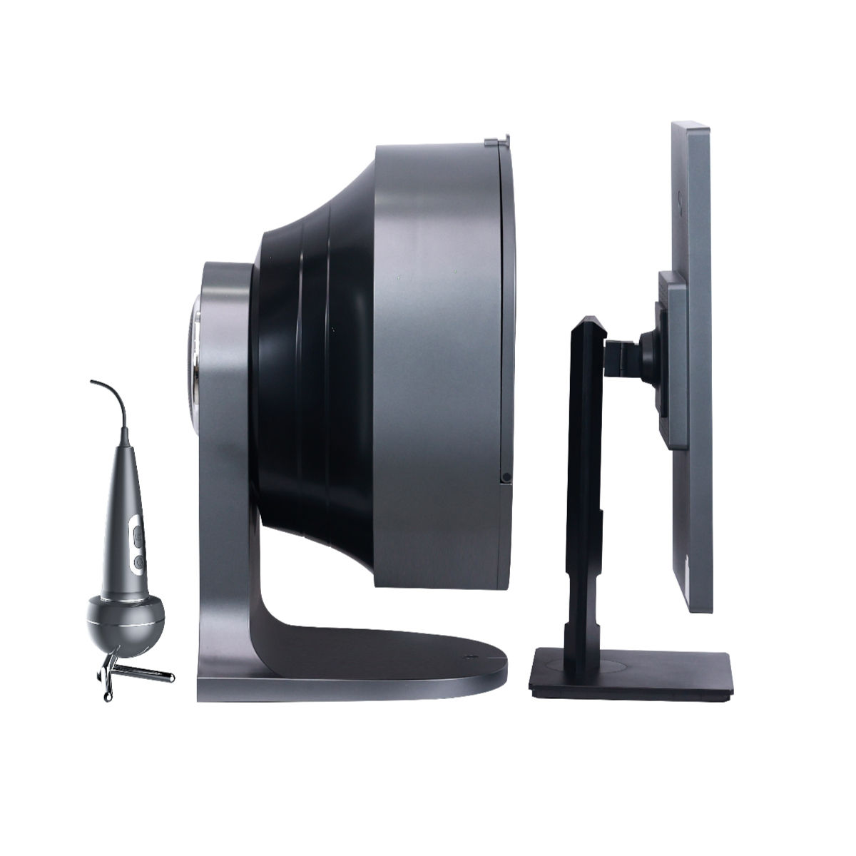 Dental curing light with integrated monitor and handpiece.