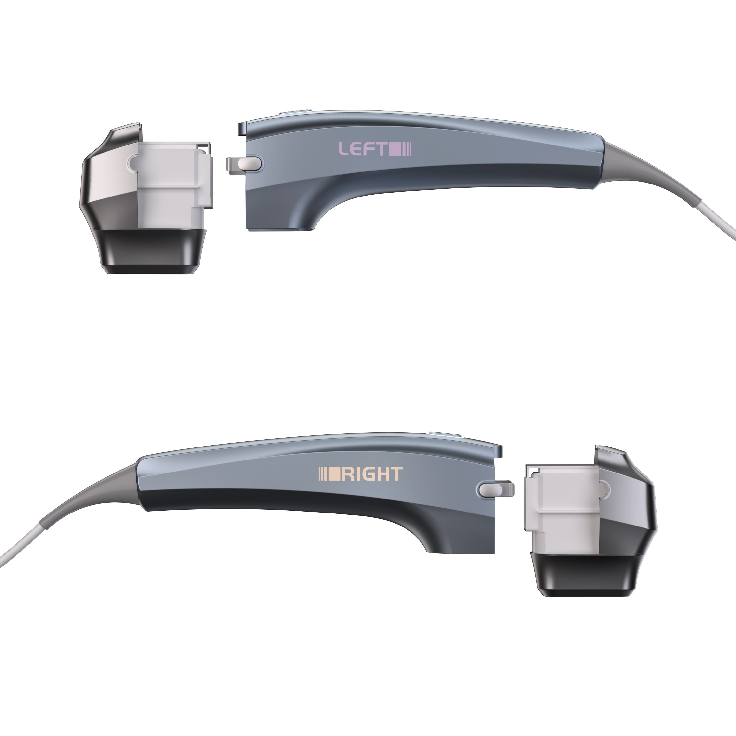Left and right ultrasound transducer probes with detachable scan heads. - HUIMAIN