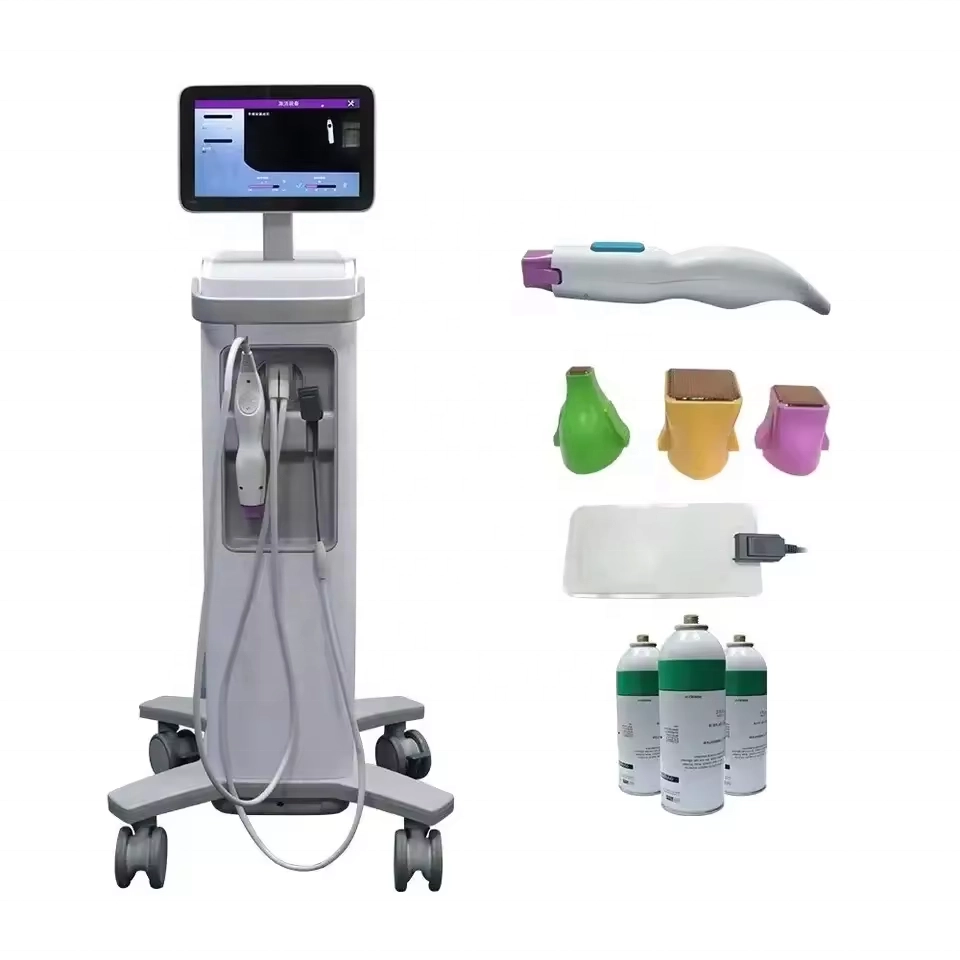 Professional cosmetic treatment machine on a stand with applicators and accessories. - HUIMAIN