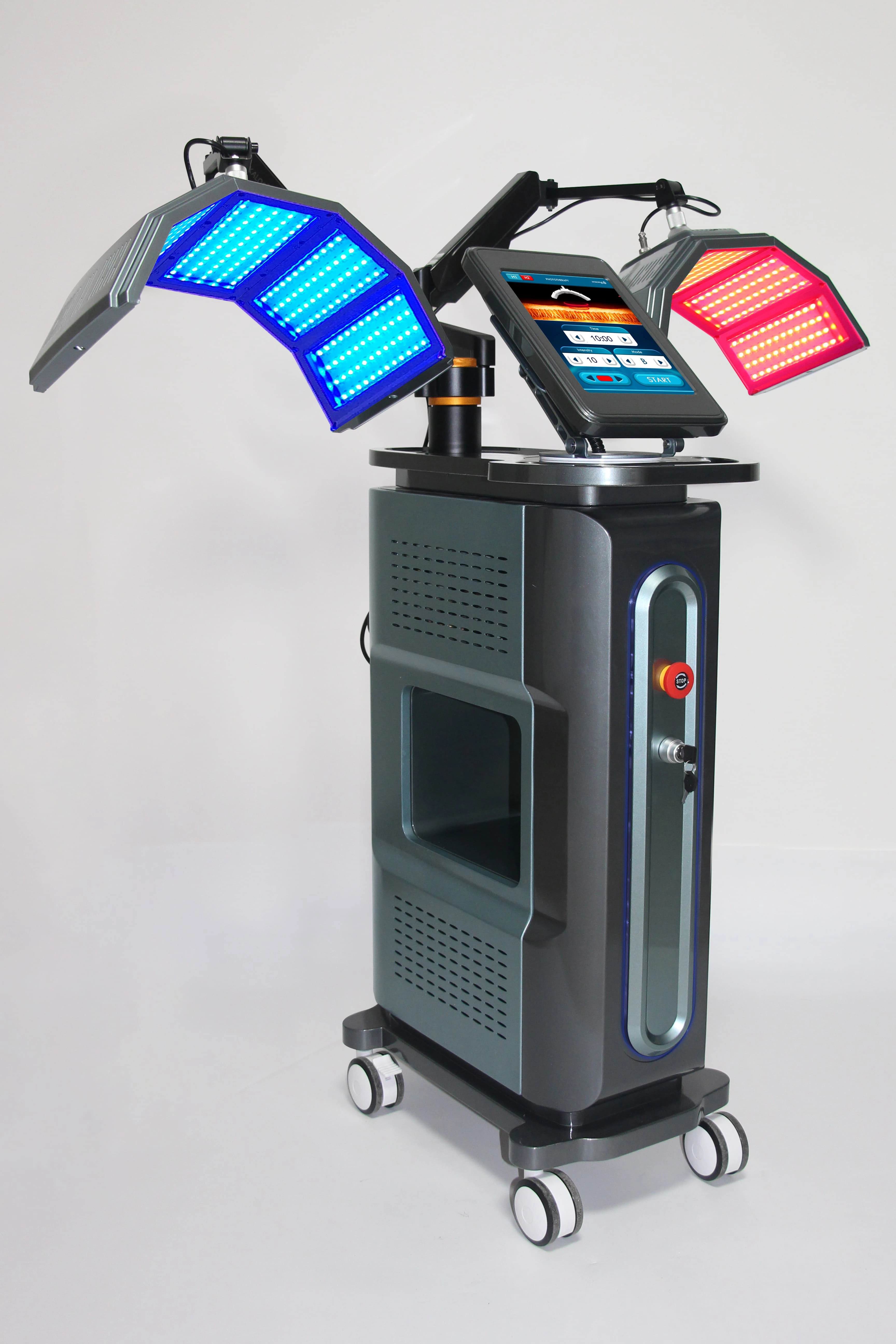 LED phototherapy machine with blue and red light panels. - HUIMAIN