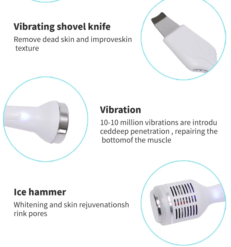 Skincare tools featuring a vibrating shovel knife, a vibration wand, and an ice hammer. - HUIMAIN