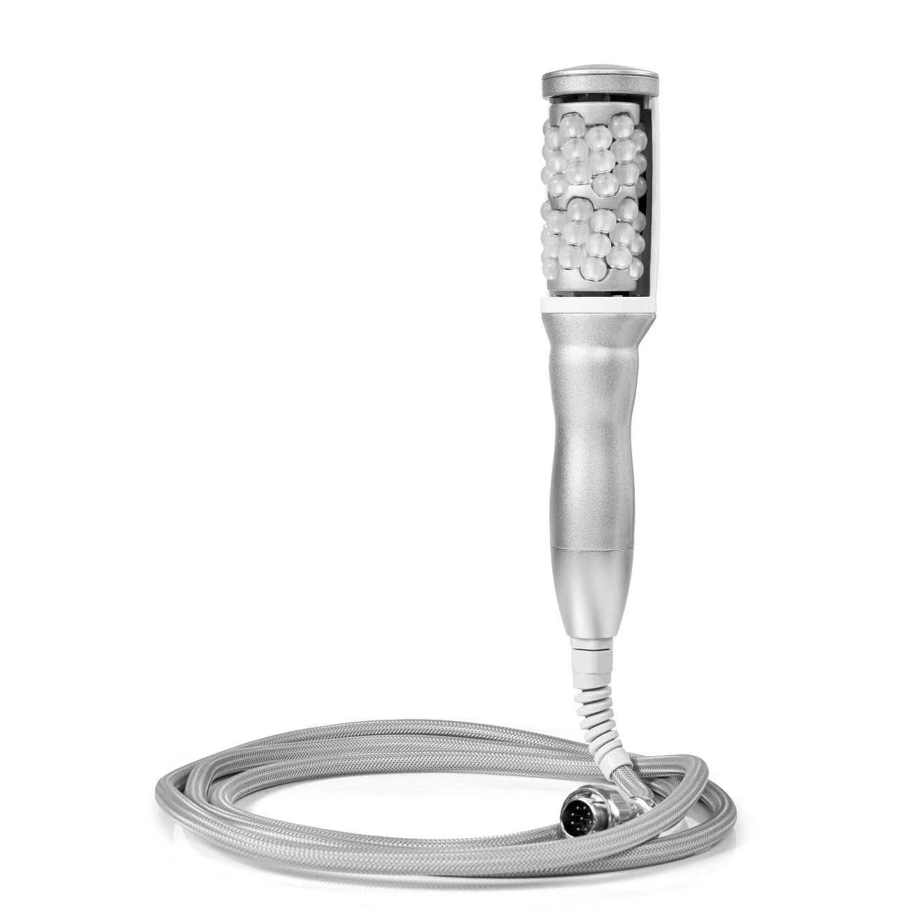 Silver handheld massage device with rolling spheres. - HUIMAIN