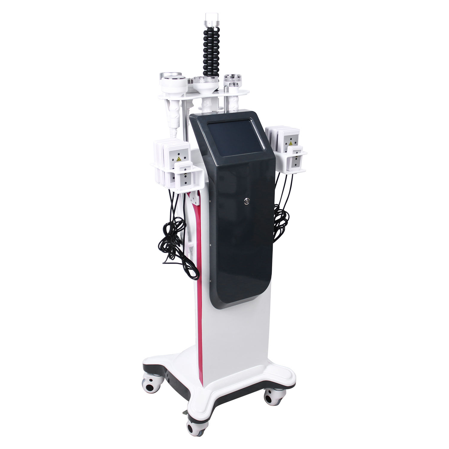 Professional body contouring machine with multiple attachments and touchscreen.