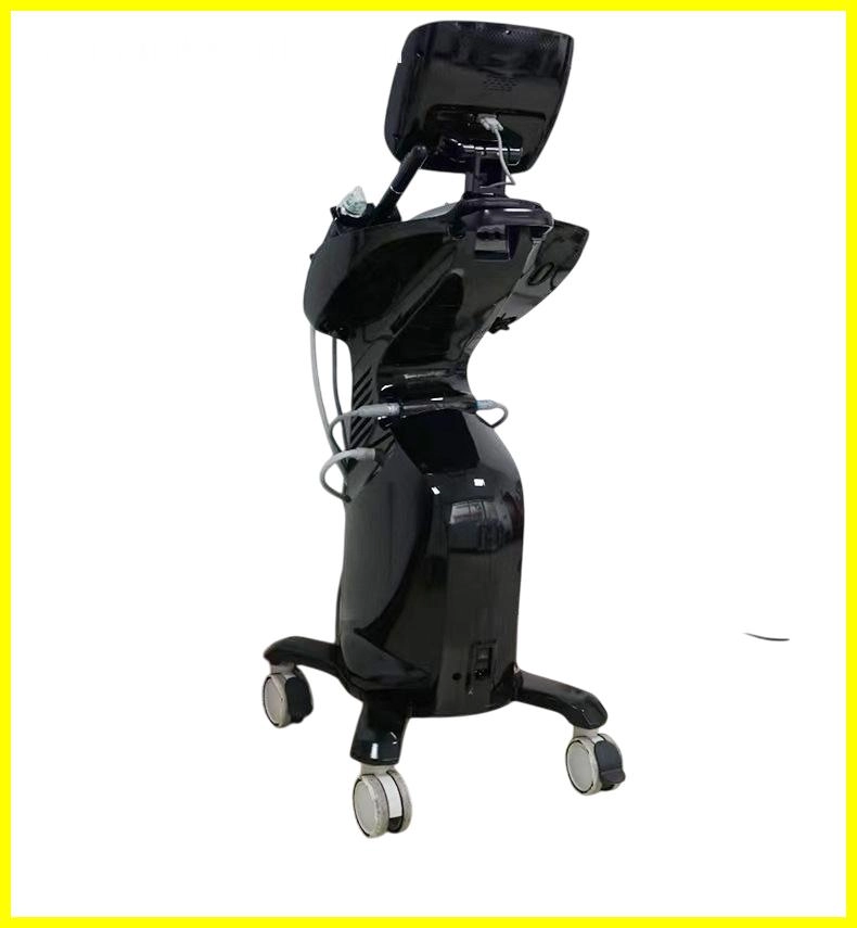 Black aesthetic device on wheels with a screen. - HUIMAIN