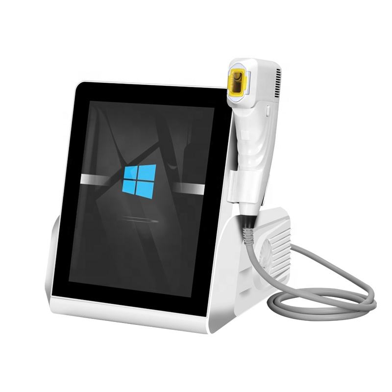 White laser hair removal machine with touchscreen interface.