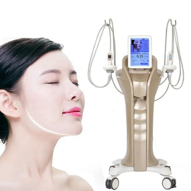 Woman undergoing HIFU facial contouring treatment.