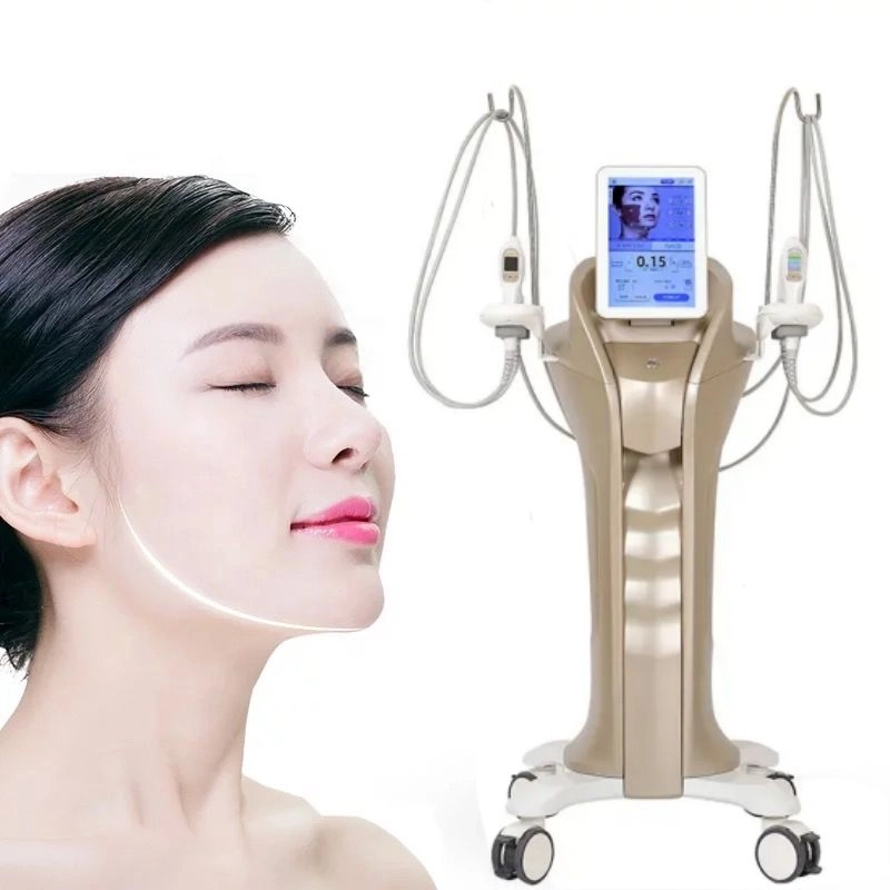 Woman undergoing HIFU facial contouring treatment. - HUIMAIN