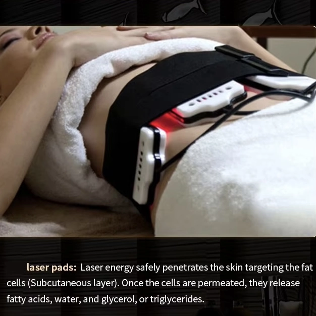 Woman receiving laser liposuction treatment on her abdomen. - HUIMAIN