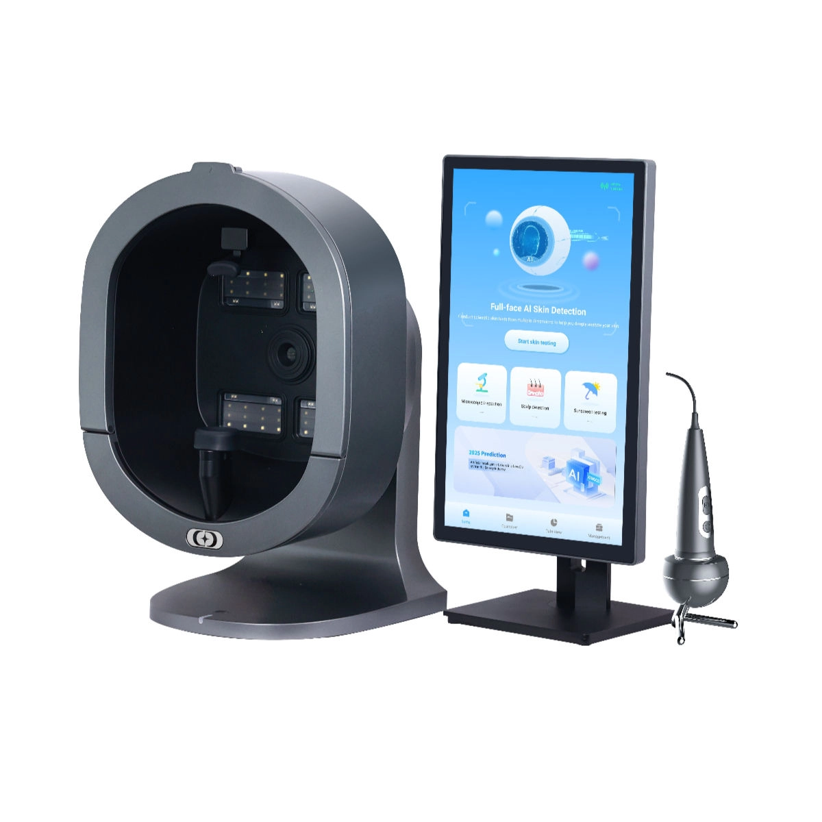 AI skin analysis machine with screen and skin probe. - HUIMAIN