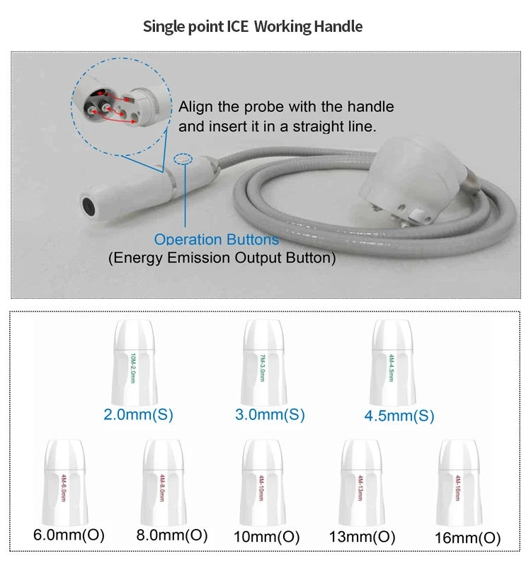 4-in-1 Cryo HIFU handle and various cartridge sizes for treatment. - HUIMAIN