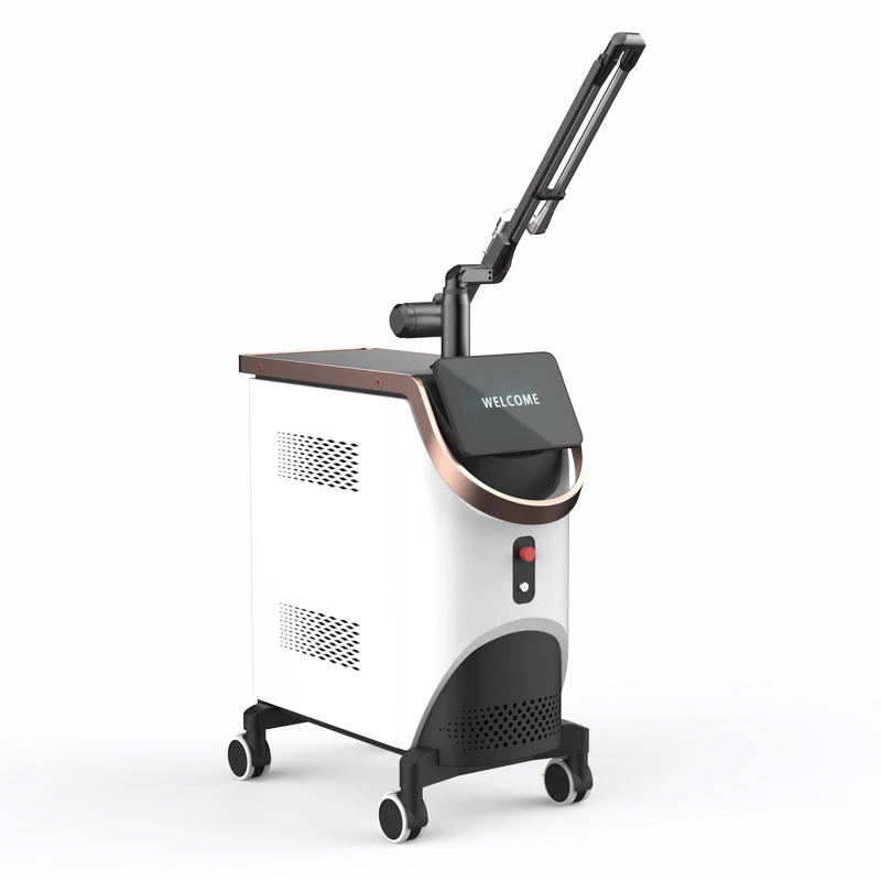 Máquina moderna de terapia láser estética blanca y negra sobre ruedas. - HUIMAIN