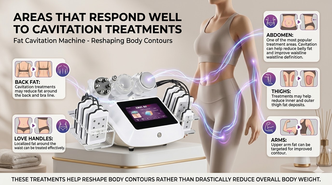 Áreas que responden bien a los tratamientos de cavitación