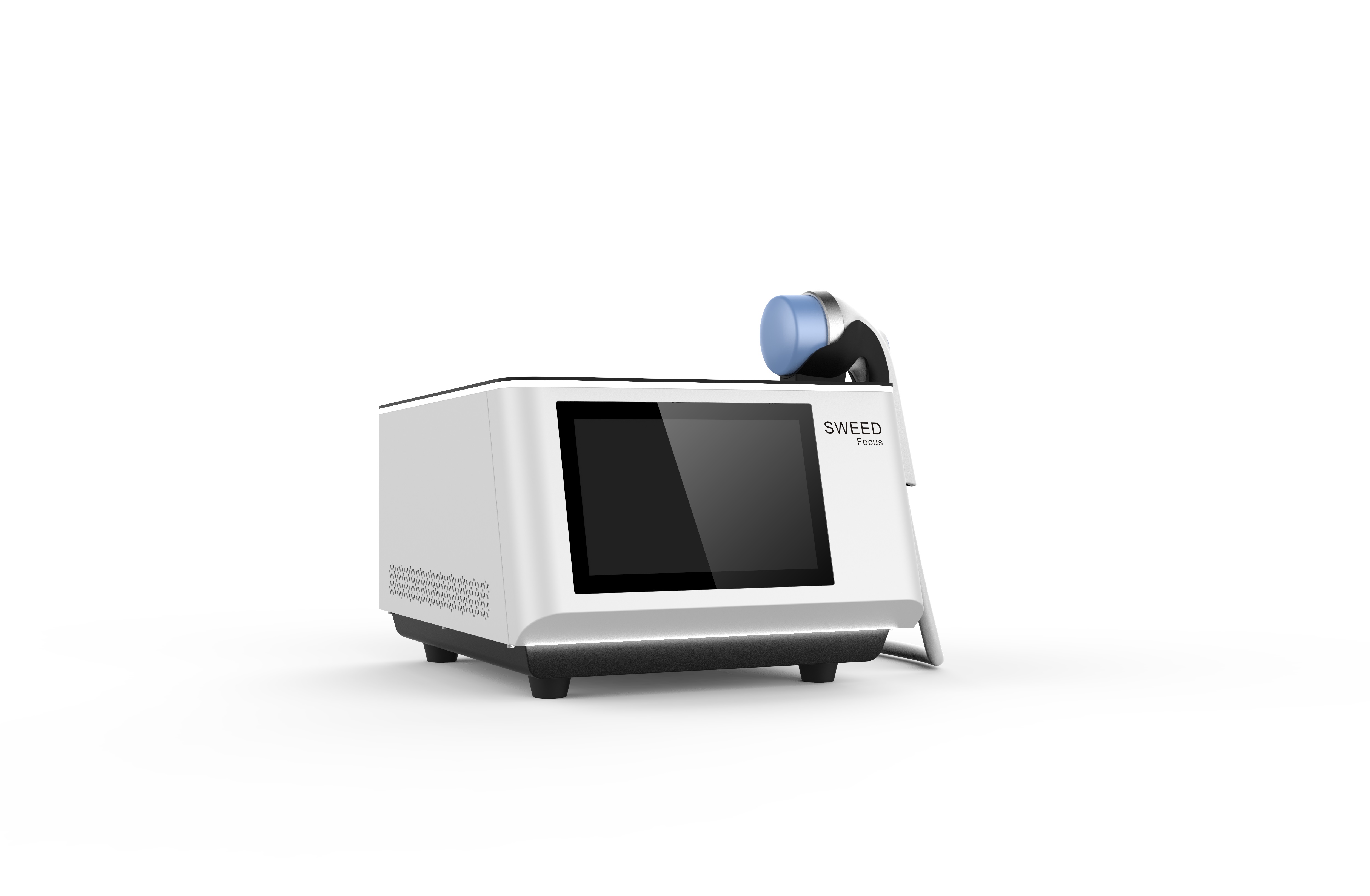 SWEED Focus physiotherapy device with a touch screen and applicator on a white background.