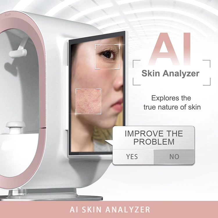 AI skin analysis machine examining a woman's face. - HUIMAIN