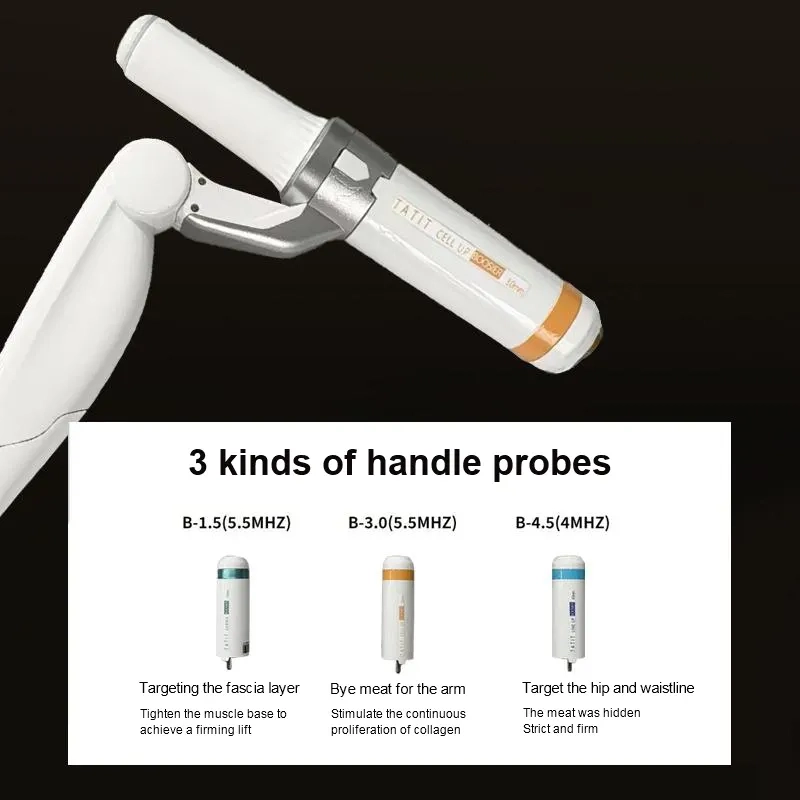 TATIT CELL UP BOOSTER device with three handle probes for fascia, arm, hip, and waistline treatments. - HUIMAIN