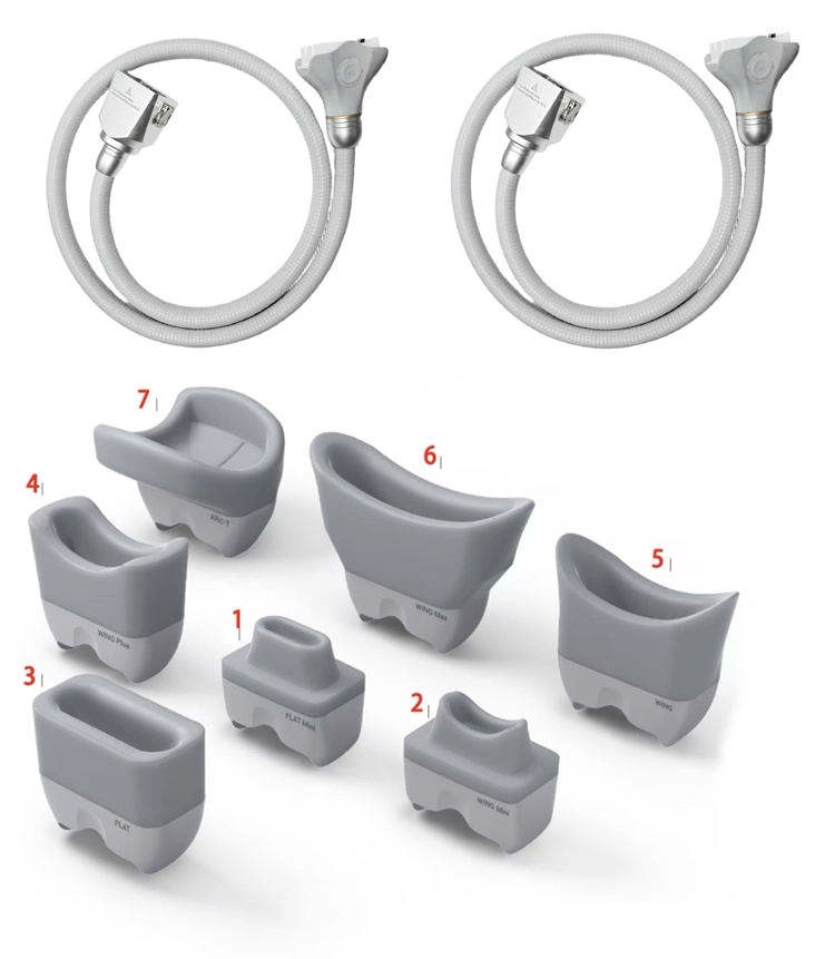 Photo of CPAP mask fitting options and two ventilator hose sets. - HUIMAIN