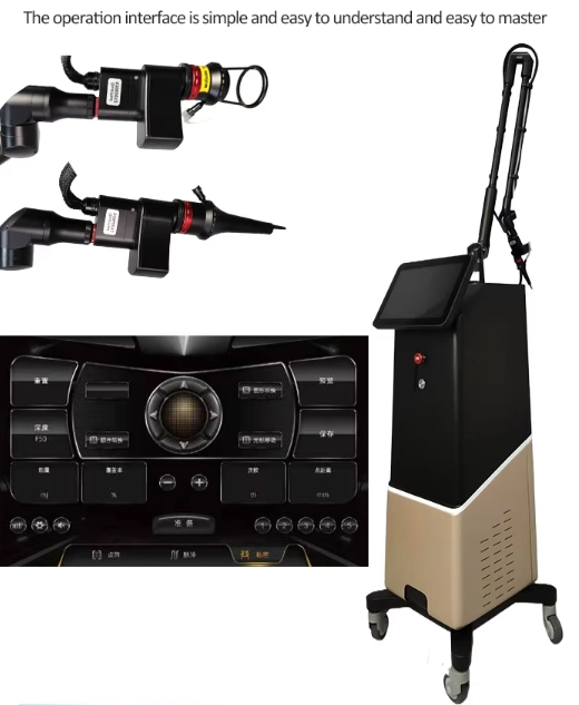 Aesthetic laser machine with attached handpieces and a touchscreen interface. - HUIMAIN