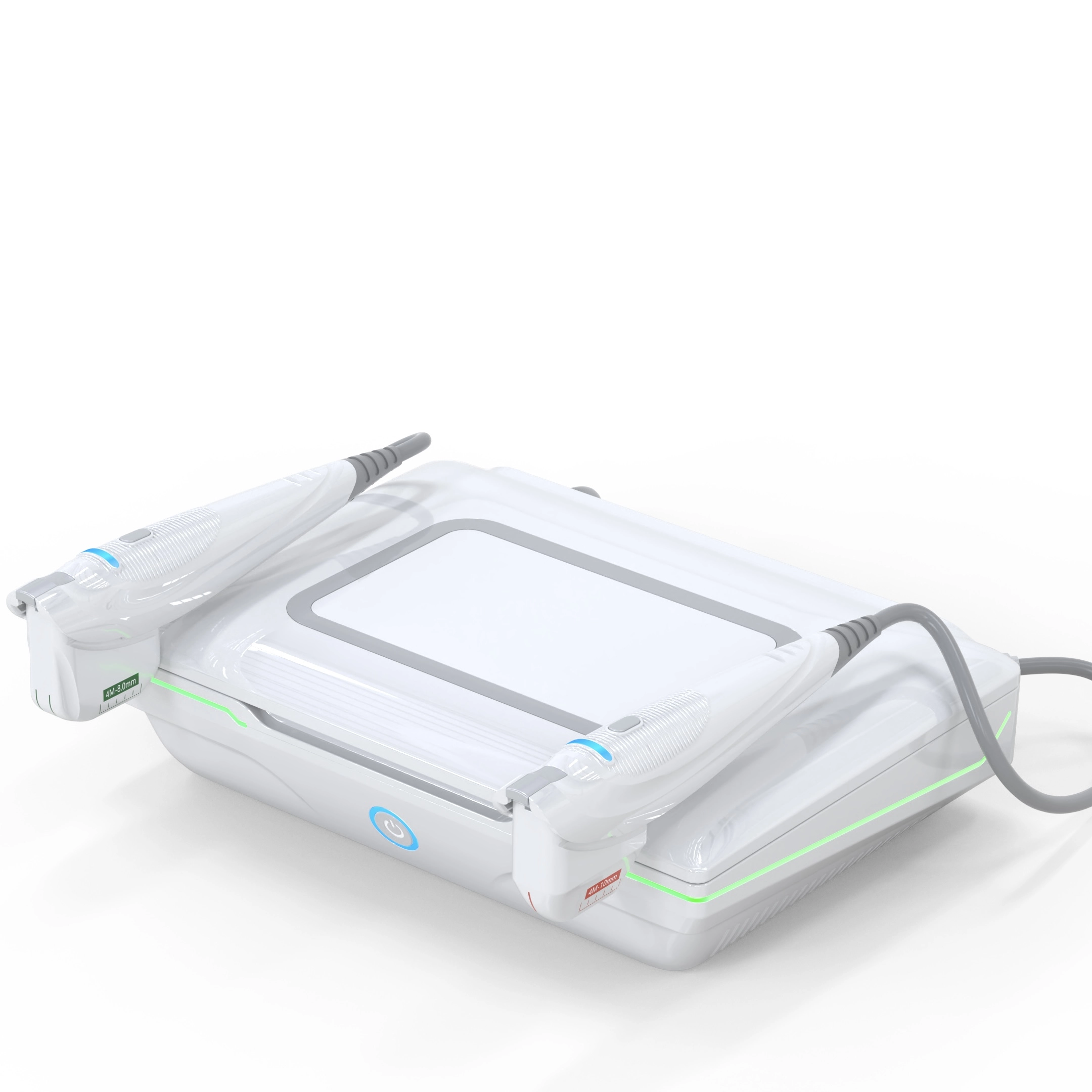 White HIFU facial machine with two handpieces. - HUIMAIN