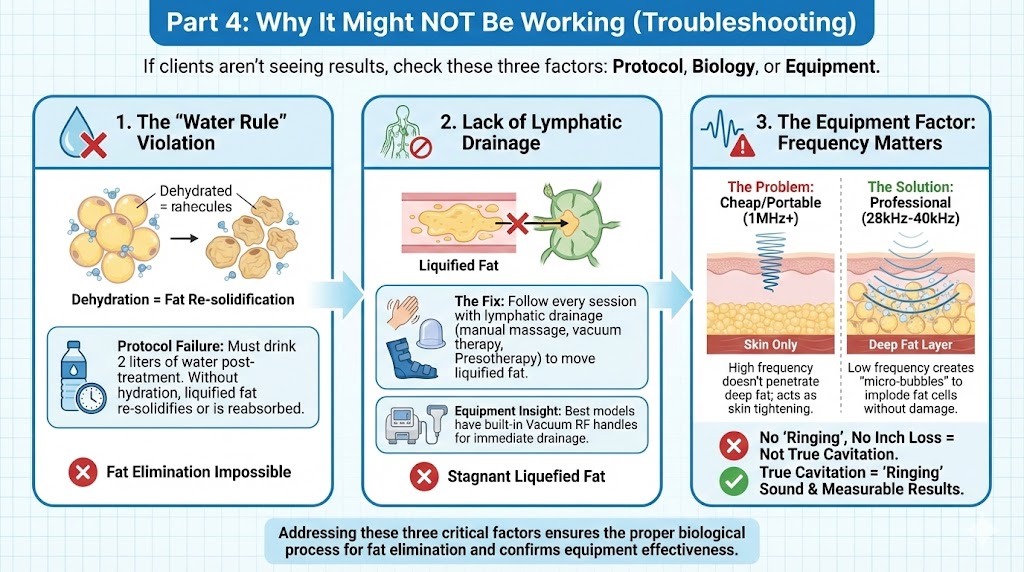 Cavitation Machine treat Why It Might NOT Be Working (Troubleshooting) Cavitation Machine treat Why It Might NOT Be Working (Troubleshooting)