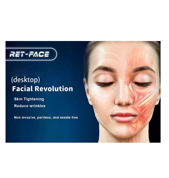 RET-FACE facial rejuvenation desktop application ad showing skin tightening and wrinkle reduction through non-invasive methods. - HUIMAIN