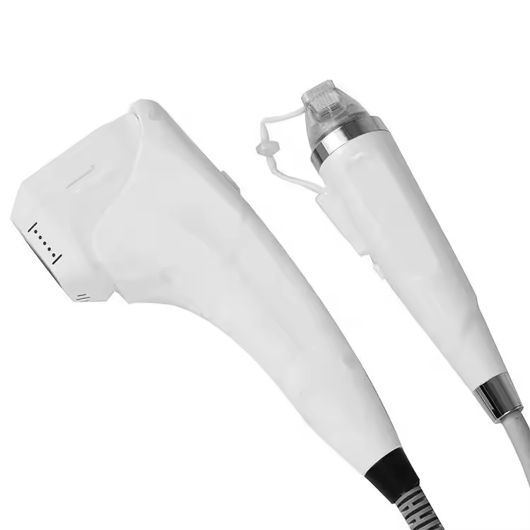 Close-up of two white microdermabrasion wand attachments.