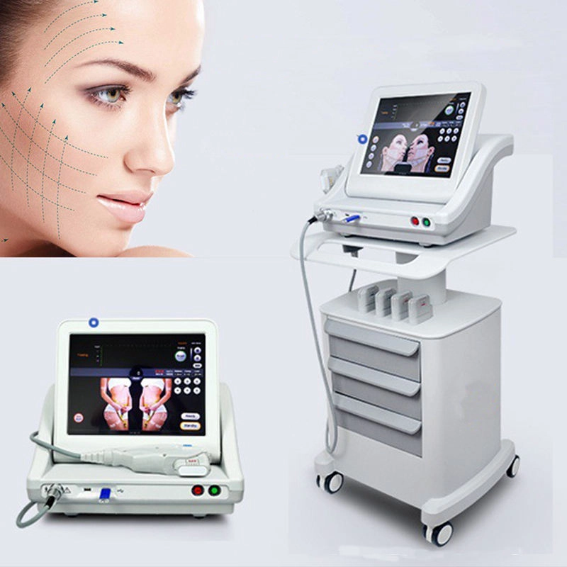 HIFU skin tightening machine and ultrasound image demonstrating treatment area. - HUIMAIN