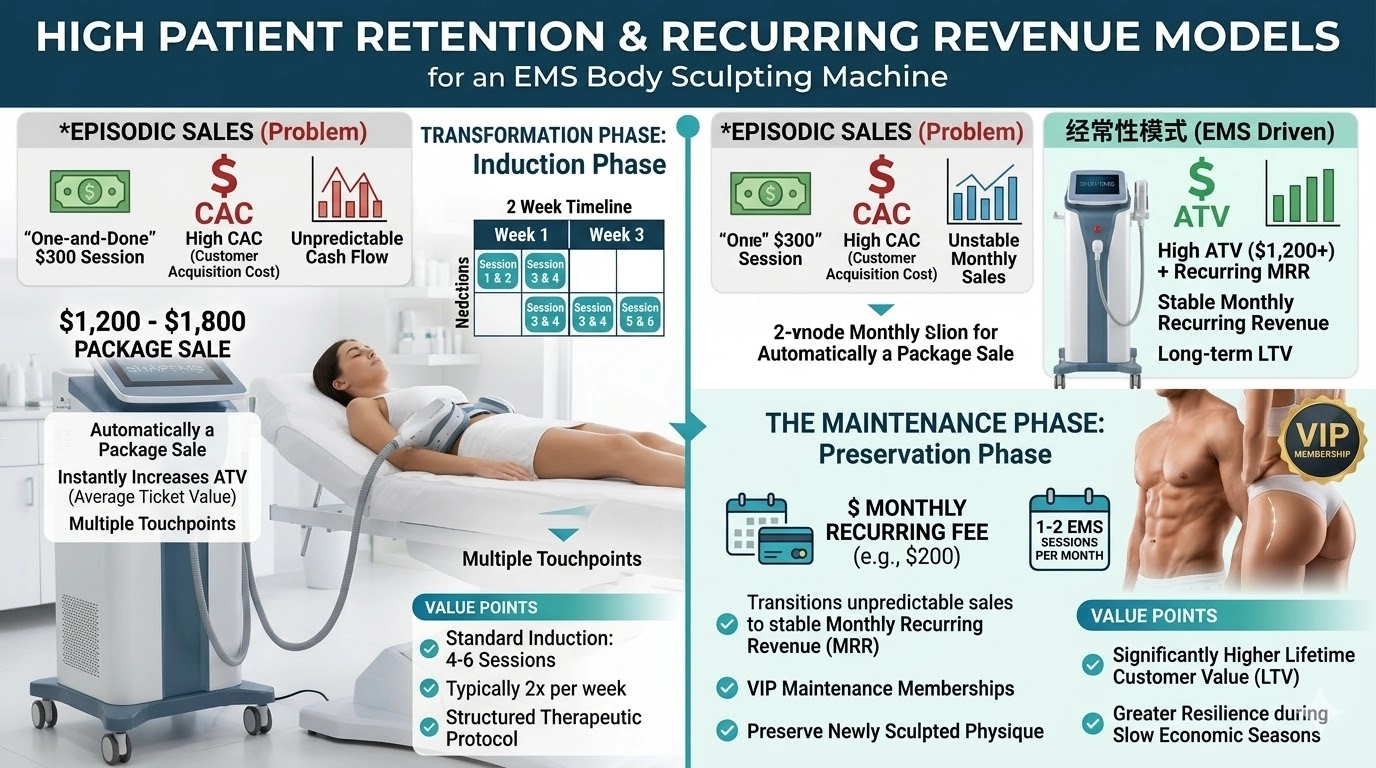 Máquina de modelado corporal EMS: modelos de alta retención de pacientes e ingresos recurrentes - HUIMAIN