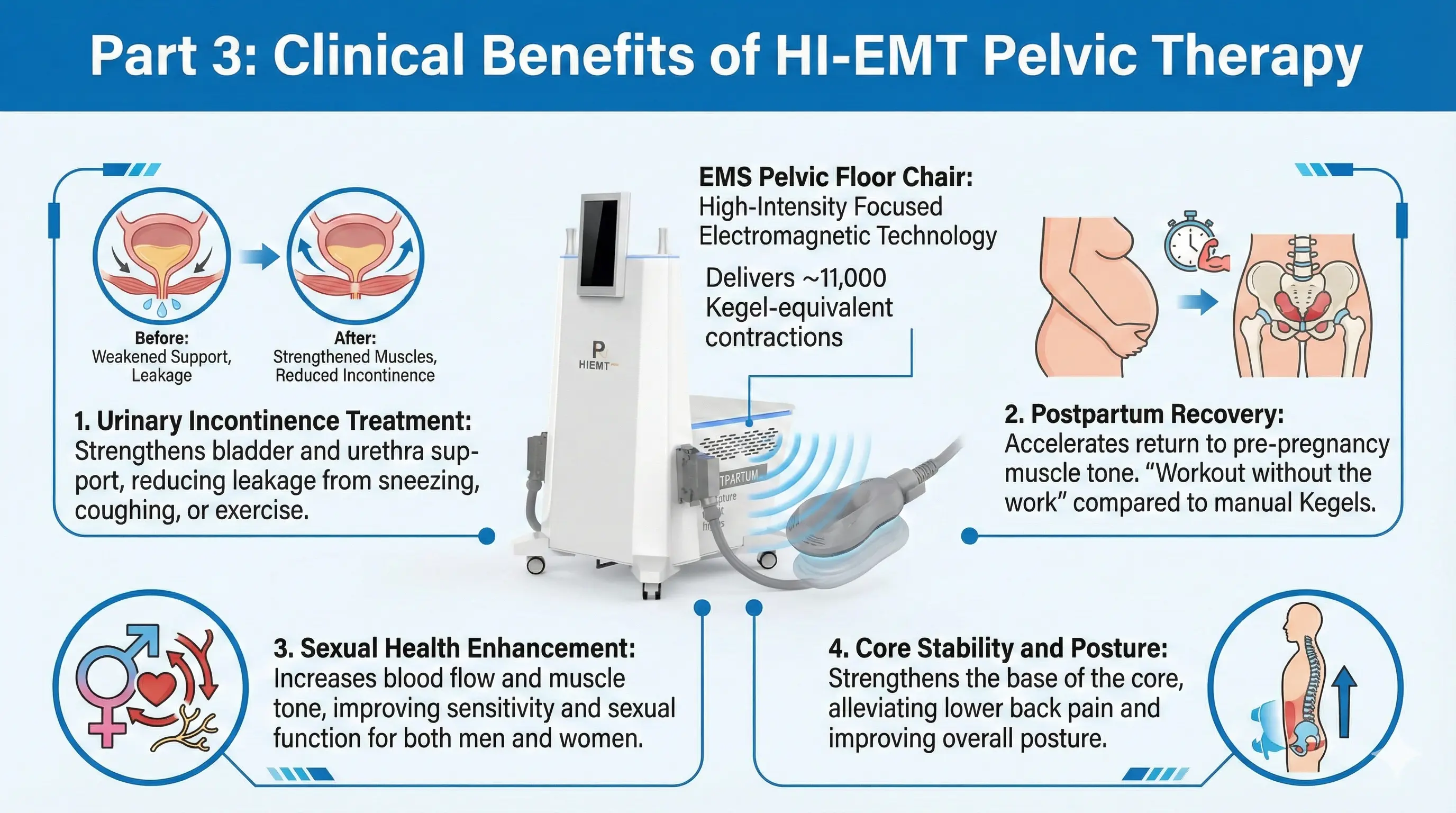 EMS Pelvic Floor Chair-Clinical Benefits of HI-EMT Pelvic Therapy