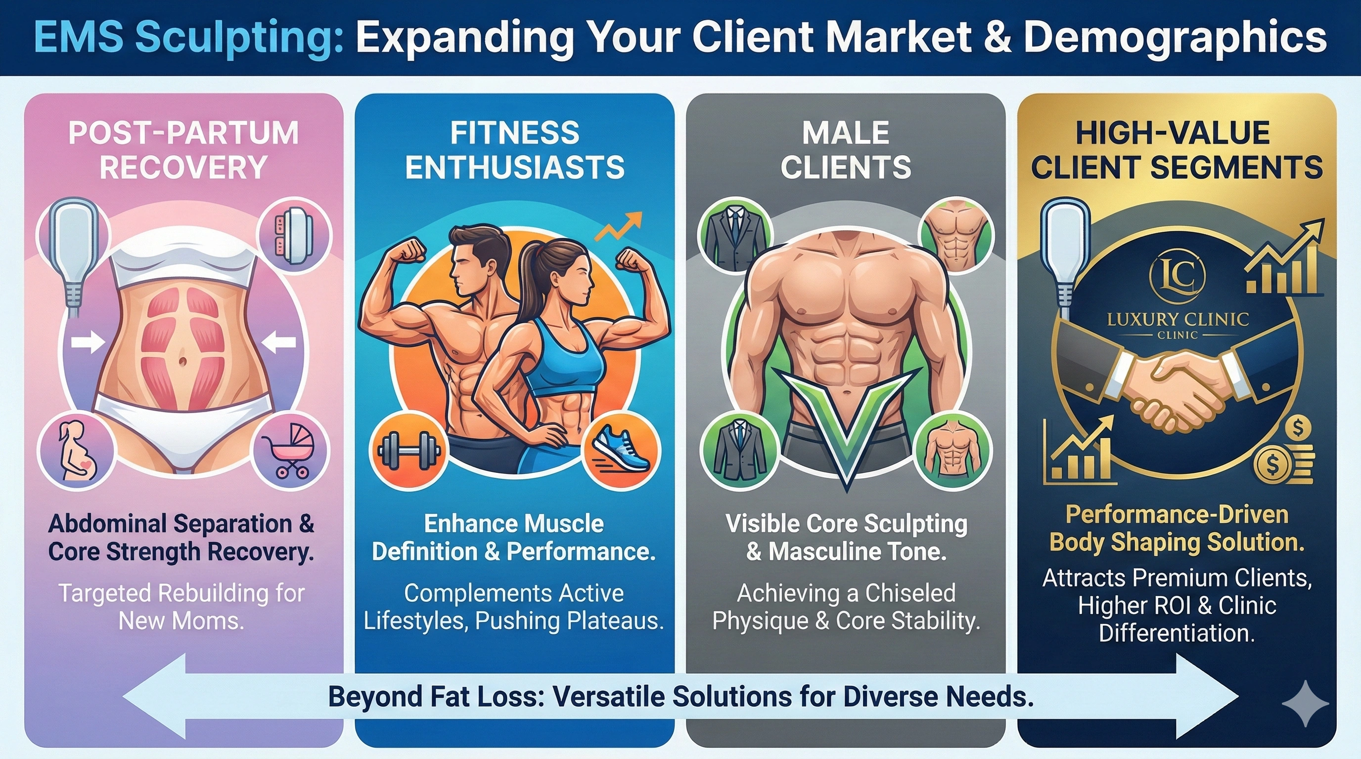 EMS Sculpting - Público objetivo: Expandiendo su mercado - HUIMAIN