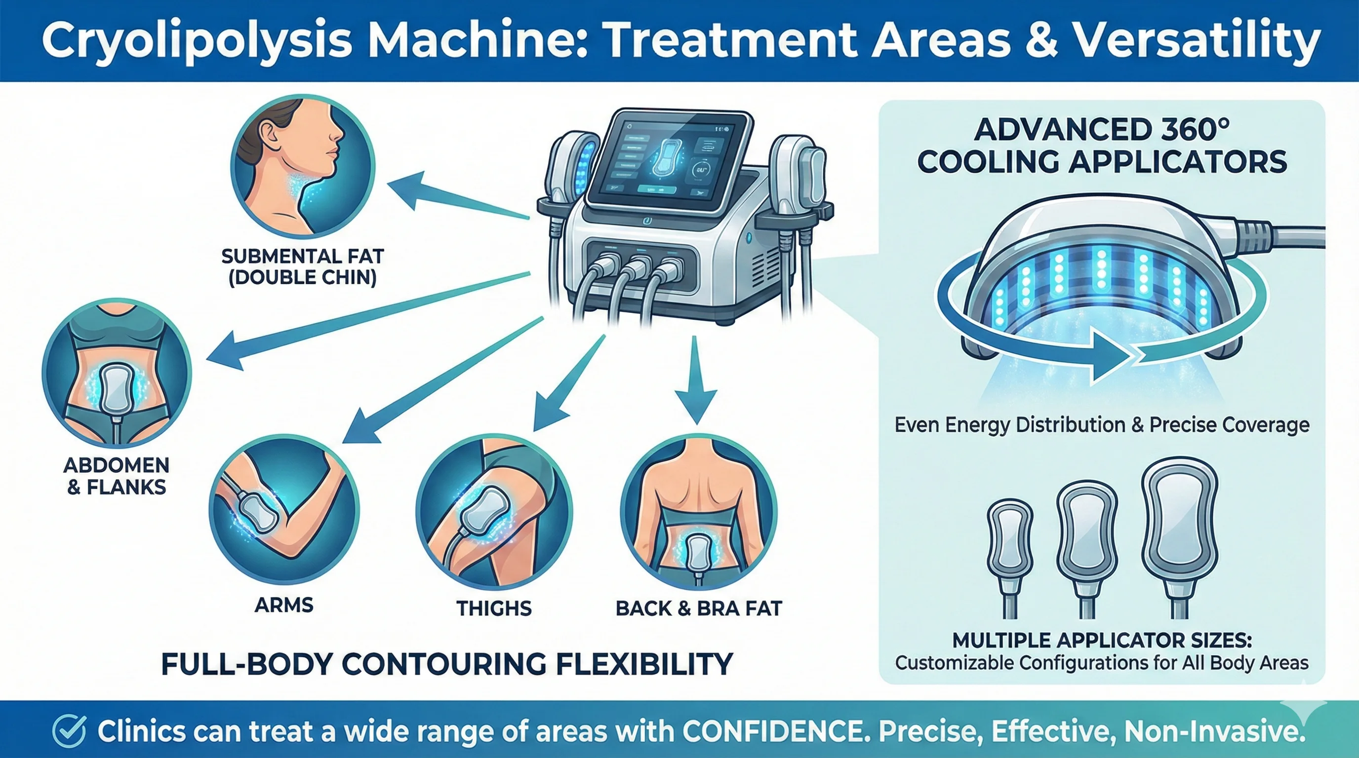 Cryolipolysis Machine -Treatment Areas & Versatility - HUIMAIN