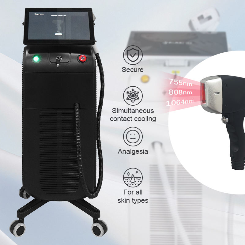 Medical laser hair removal machine with treatment handpiece.