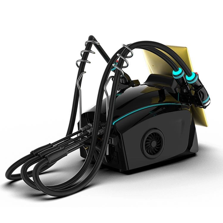 Dispositivo negro de aspecto futurista con mangueras y pantalla digital. - HUIMAIN