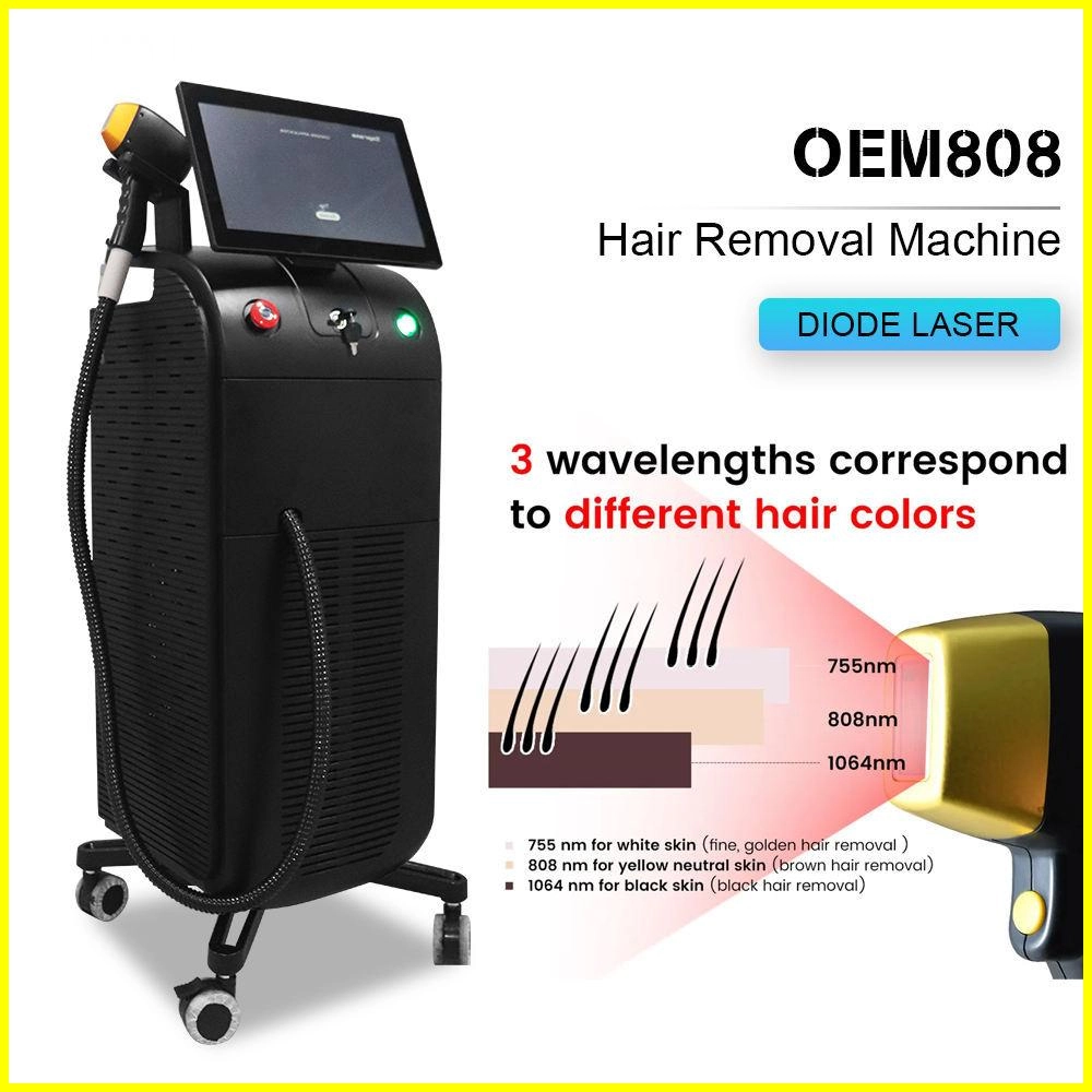 OEM808 Diode Laser Hair Removal Machine with Wavelength Diagram for Different Skin Tones - HUIMAIN