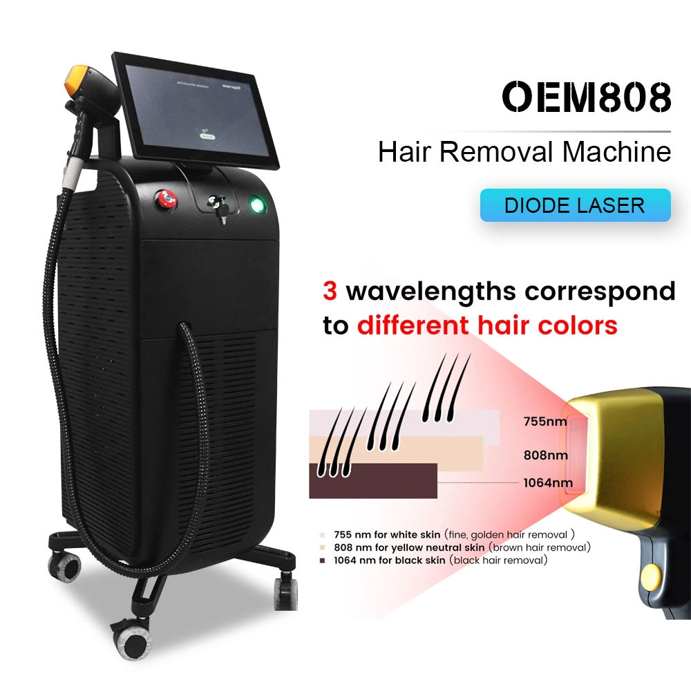 OEM808 Diode Laser Hair Removal Machine with Wavelength Diagram for Different Skin Tones - HUIMAIN