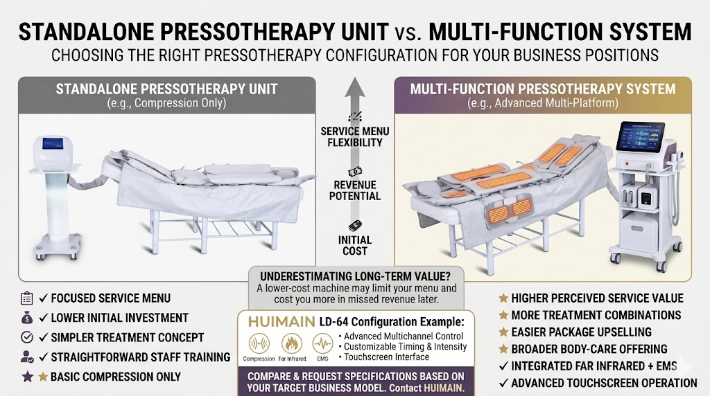 Pressotherapy Machine-Should You Choose a Standalone Pressotherapy Unit or a Multi-Function System