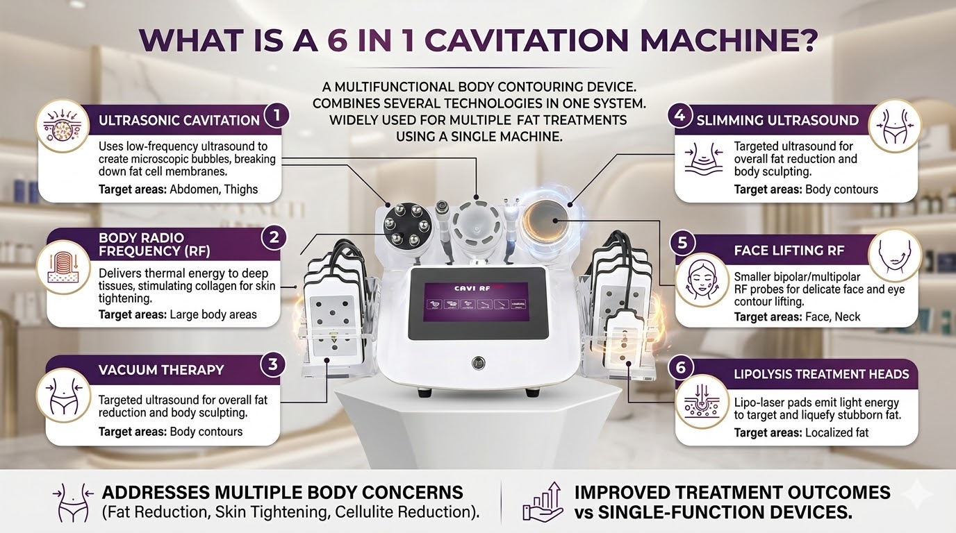 ¿Qué es una máquina de cavitación 6 en 1?